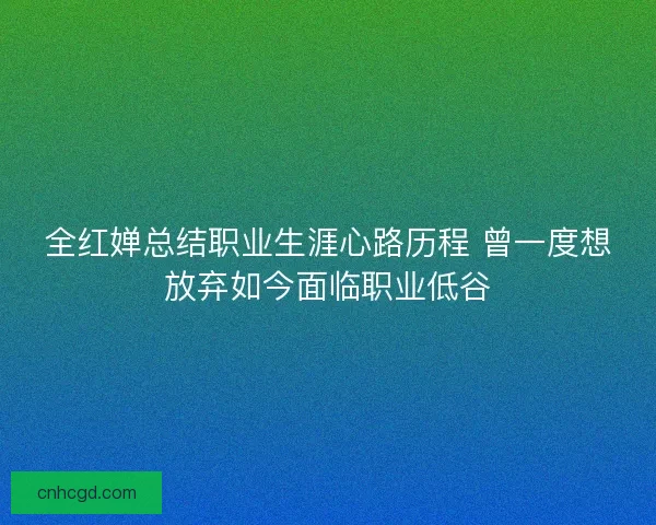 全红婵总结职业生涯心路历程 曾一度想放弃如今面临职业低谷