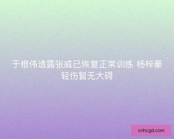 于根伟透露张威已恢复正常训练 杨梓豪轻伤暂无大碍