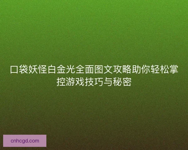 口袋妖怪白金光全面图文攻略助你轻松掌控游戏技巧与秘密