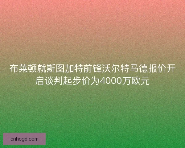 布莱顿就斯图加特前锋沃尔特马德报价开启谈判起步价为4000万欧元